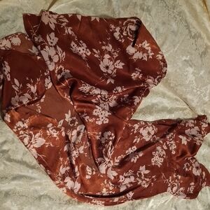 Lush Floral Brown and Cream Dress